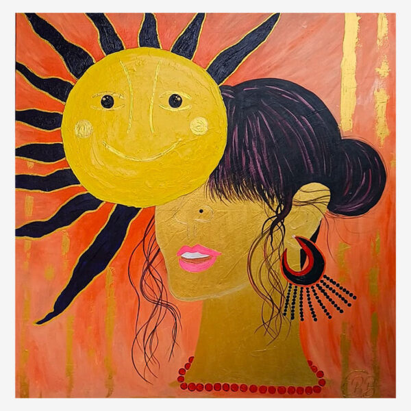 “Let the positivity shine through you, let the sun be your guidance.” (100 x 100cm)