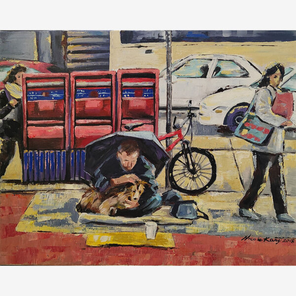 Homeless Man with His Dog (50 x 40cm)